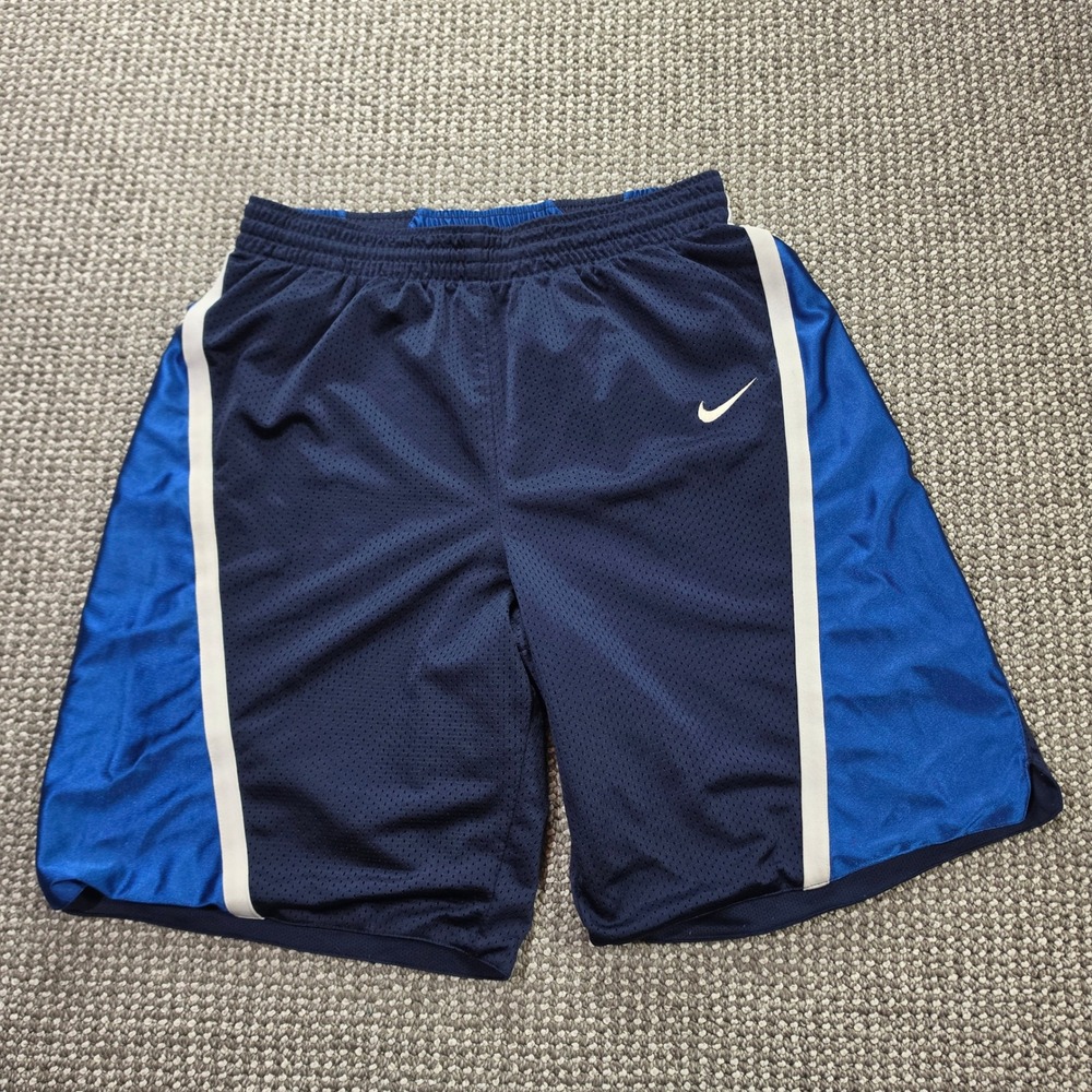Vintage Y2K Nike Basketball Shorts Mens Blue Navy Mesh Baggy Swoosh 2000s Dazzle